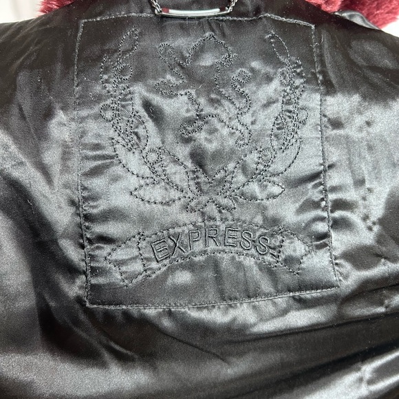 Express burgundy faux fur Red Jacket - Picture 7 of 7